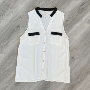 DNA Couture Black and White Sleeveless Blouse